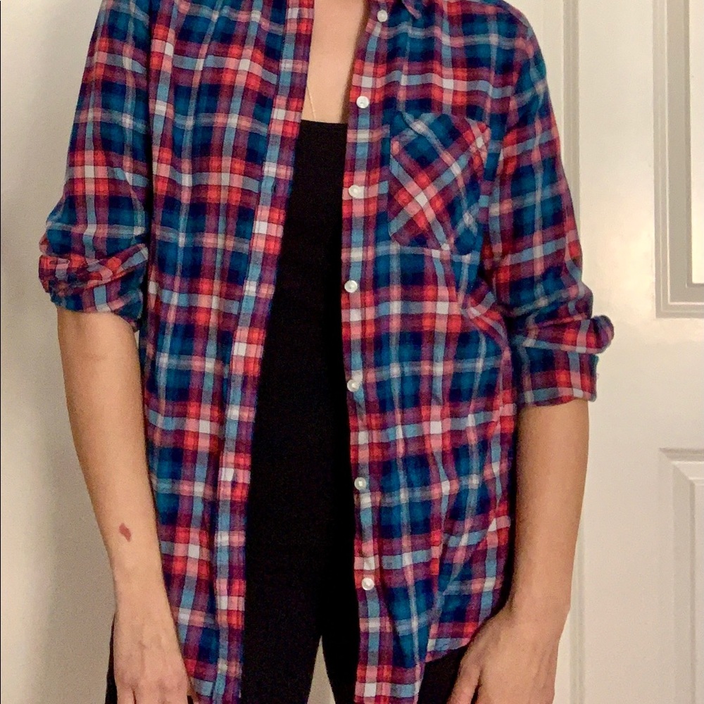 Express Women's "Boyfriend" fit flannel button-up